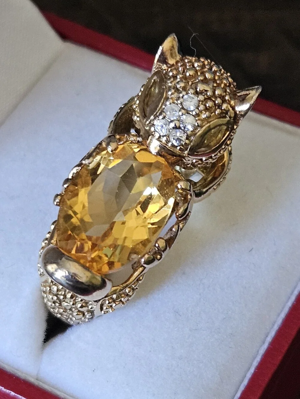 Amazing Rare Sterling Silver Gold Washed Squirrel Ring